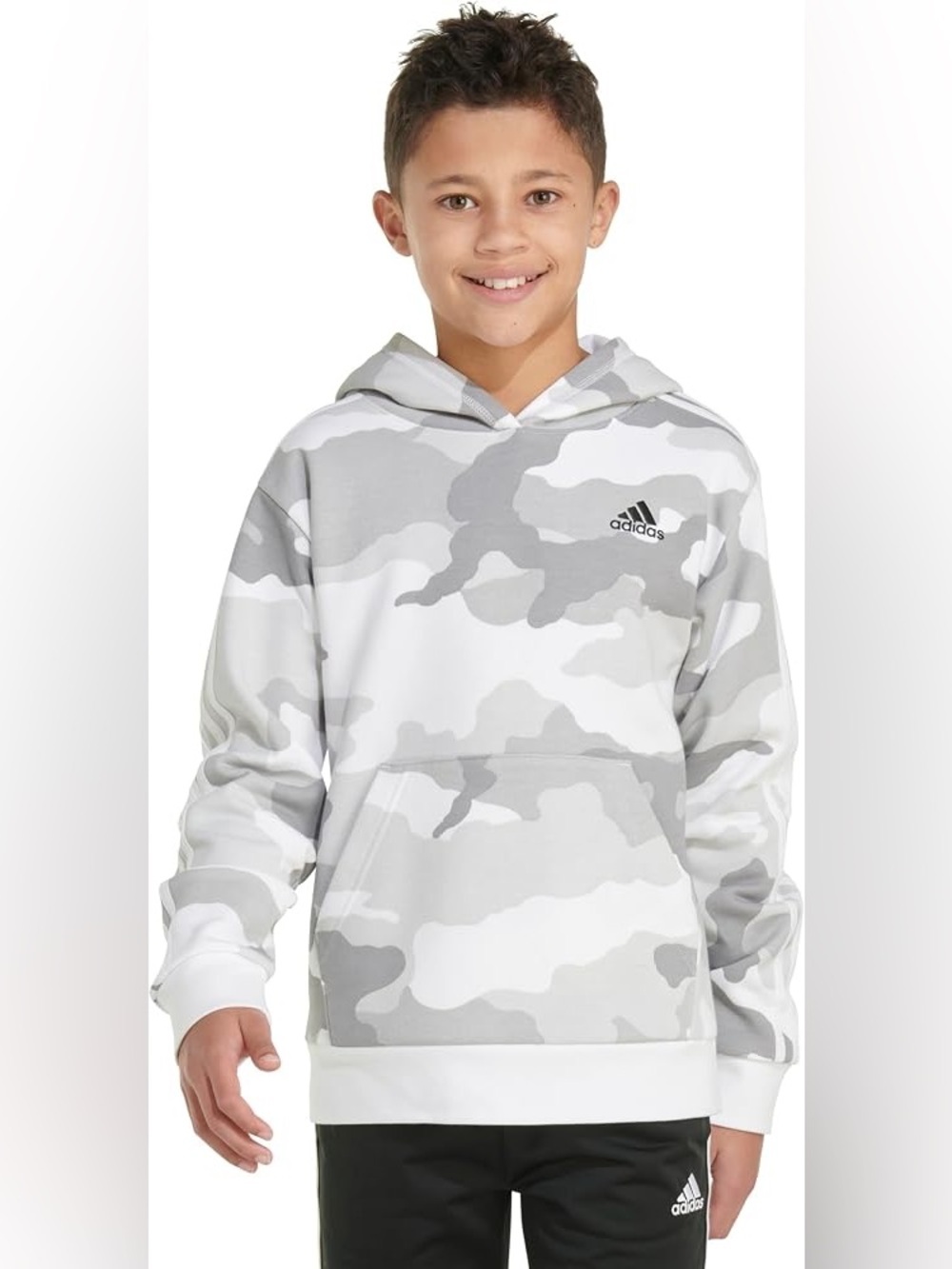 adidas White & Gray Camo Kids' Hoodie